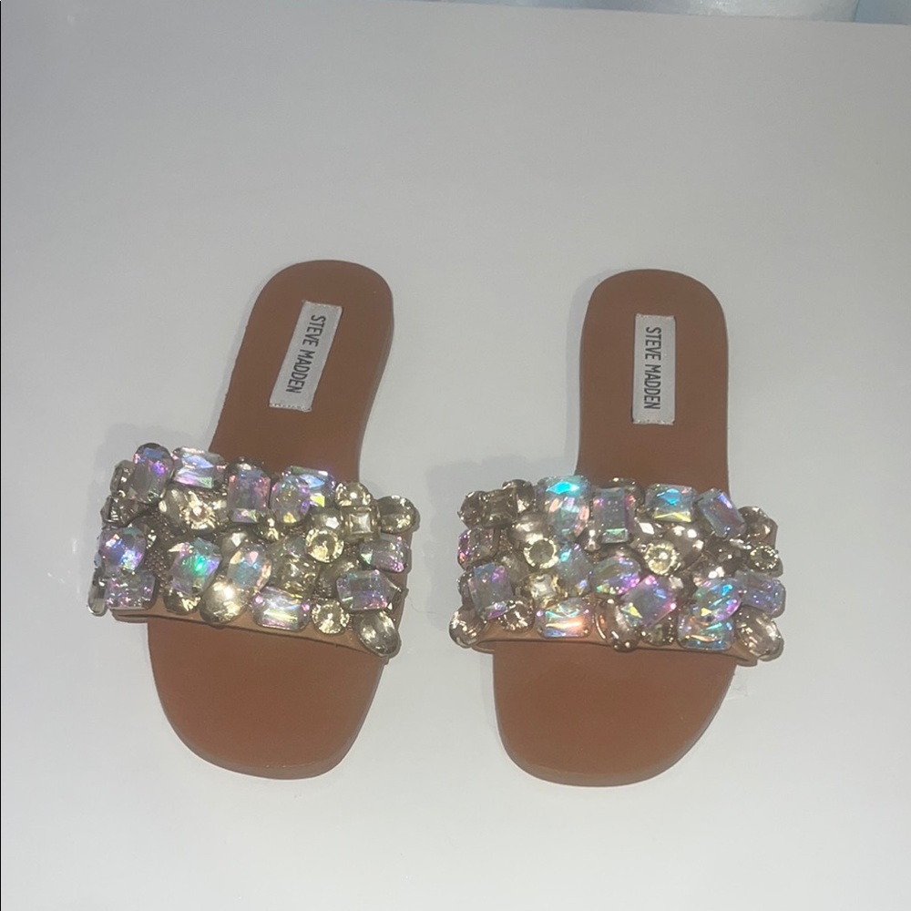 Steve Madden Gold Embellished Women's Slides